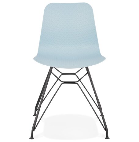 Design stoel 'GAUDY' blauw industriële stijl met zwart metalen voet