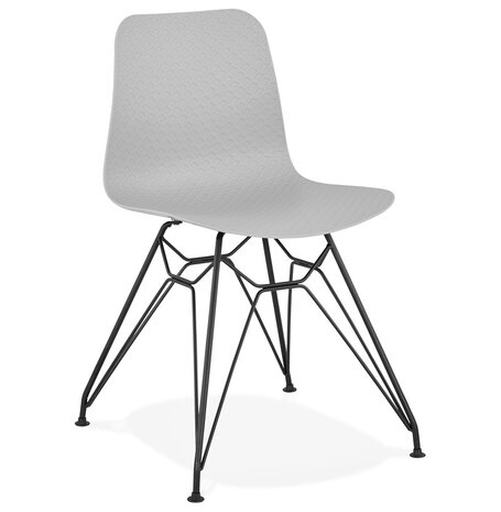 Design stoel 'GAUDY' grijs industriële stijl met zwart metalen voet