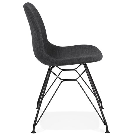 Design stoel 'DECLIK' donkergrijs met zwart metalen poten