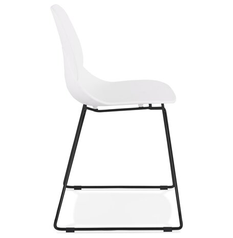 Witte design stoel 'NUMERIK' met poten van zwart metaal
