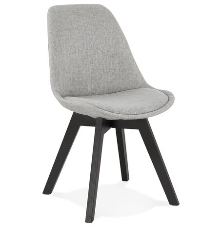 Designstoel 'WILLY' in grijze stof met poten in zwart hout