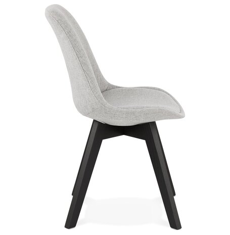 Designstoel 'WILLY' in grijze stof met poten in zwart hout