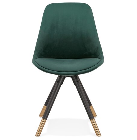 Design stoel 'HAMILTON' in groen fluweel en poten in zwart hout