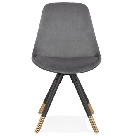 Design stoel 'HAMILTON' in grijs fluweel en poten in zwart hout
