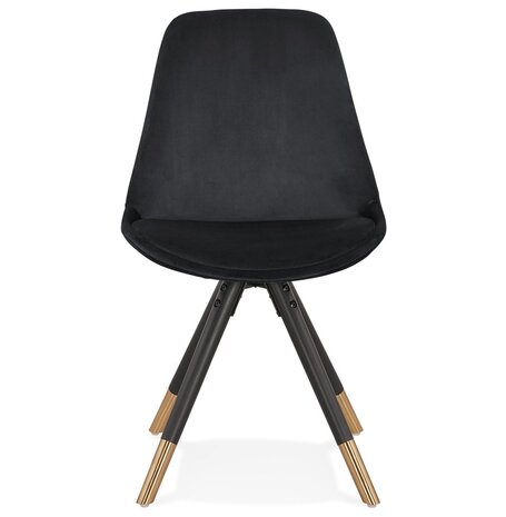 Design stoel 'HAMILTON' in zwart fluweel en poten in zwart hout