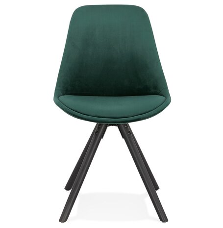 Vintage stoel 'RICKY' in groen fluweel en poten in zwart hout