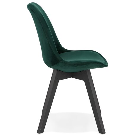 Stoel in groen fluweel 'JOE' met structuur in zwart hout