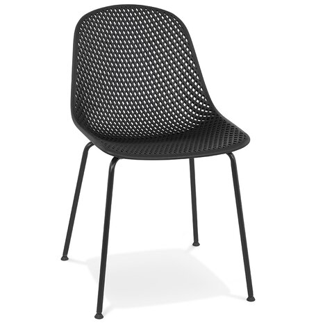 Zwarte geperforeerde design stoel 'VIKY' binnen/buiten