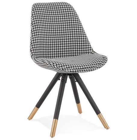 Design stoel 'HAMILTON' in pied-de-poule-print stof en poten in zwart hout