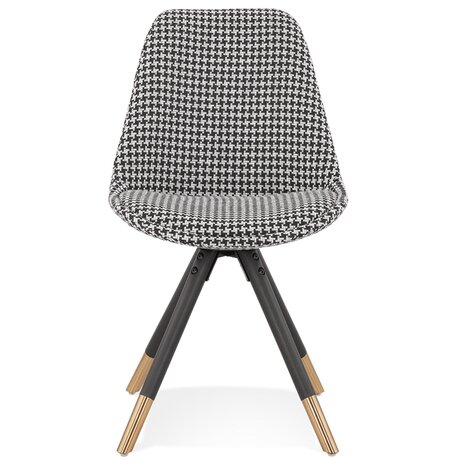 Design stoel 'HAMILTON' in pied-de-poule-print stof en poten in zwart hout