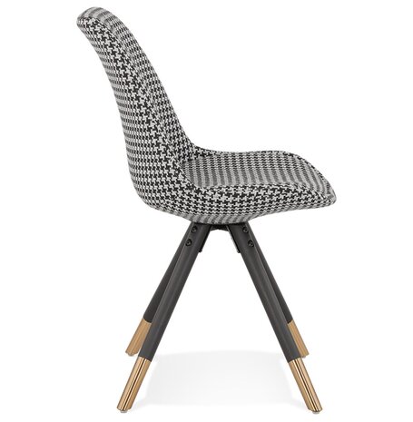 Design stoel 'HAMILTON' in pied-de-poule-print stof en poten in zwart hout