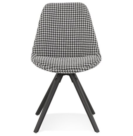 Vintage stoel 'RICKY' in pied-de-poule-print stof en poten in zwart hout