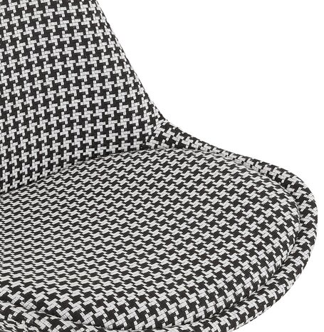 Vintage stoel 'RICKY' in pied-de-poule-print stof en poten in natuurkleurig hout