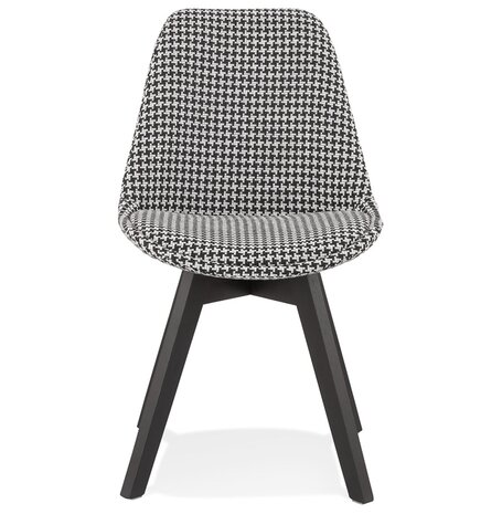 Stoel in pied-de-poule-print stof 'JOE' met structuur in zwart hout