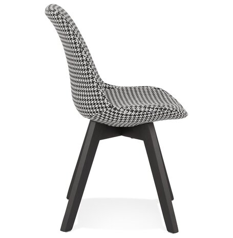 Stoel in pied-de-poule-print stof 'JOE' met structuur in zwart hout