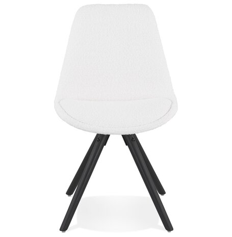 Design stoel 'VALENTINE' van witte badstof met zwarte houten poten