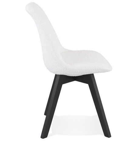 Design stoel 'LINETTE' van witte badstof met zwarte houten poten