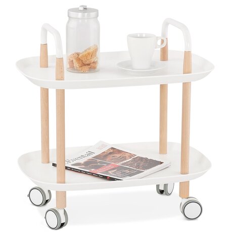 Witte design bijtafel op wielen 'VELOCE'