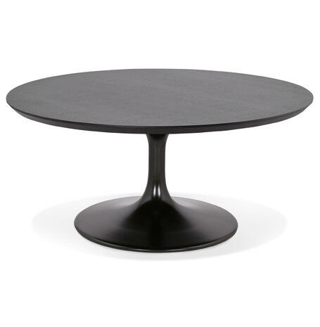 Ronde salontafel 'BUSTER MINI' van zwarte hout en zwarte metalen poot - Ø 90 cm