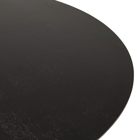 Ronde salontafel 'BUSTER MINI' van zwarte hout en zwarte metalen poot - Ø 90 cm
