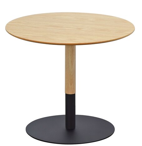 Ronde design salontafel 'DILA H40' in natuurlijke houtafwerking en zwart metaal