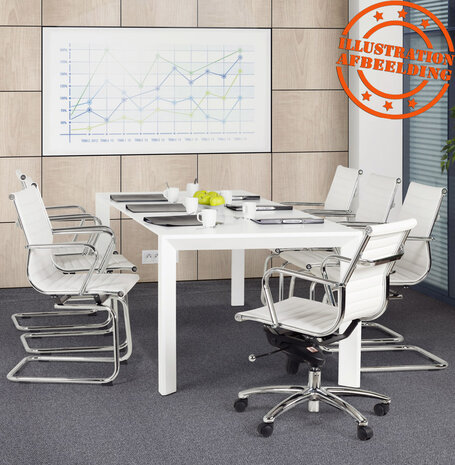 Uitschuifbare, witte, matte design tafel 'MAMAT' - 190(270)x95 cm