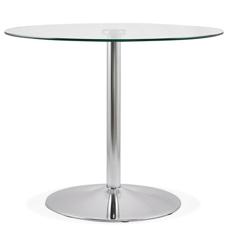 Kleine, ronde, glazen keukentafel 'YOUPI' - Ø 90 cm