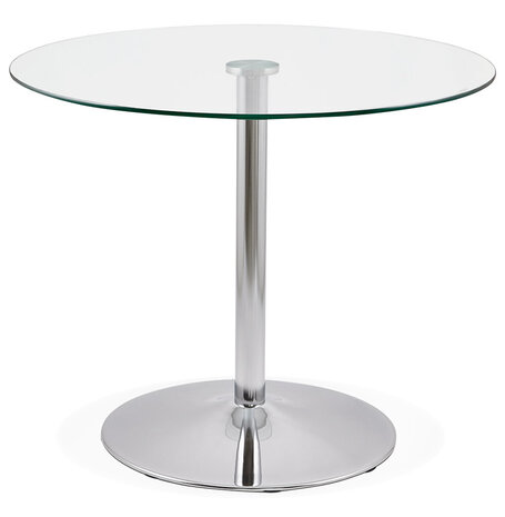Kleine, ronde, glazen keukentafel 'YOUPI' - Ø 90 cm