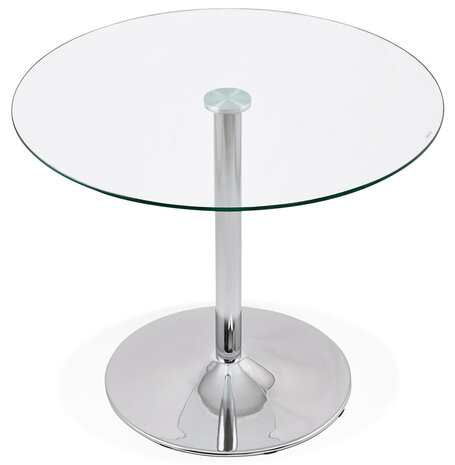 Kleine, ronde, glazen keukentafel 'YOUPI' - Ø 90 cm