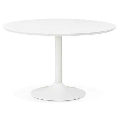 Ronde eettafel/bureautafel 'BARABAR' van wit hout - Ø 120 cm