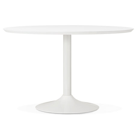 Ronde eettafel/bureautafel 'BARABAR' van wit hout - Ø 120 cm