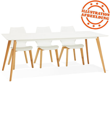 Witte design eettafel 'MADY' in Scandinavische stijl - 200x90 cm