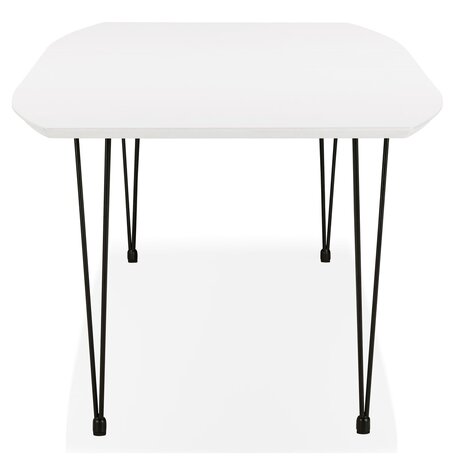 Uitschuifbare design eettafel 'HUSKI' wit met zwart metalen voeten industriële stijl - 170(270)x100 cm