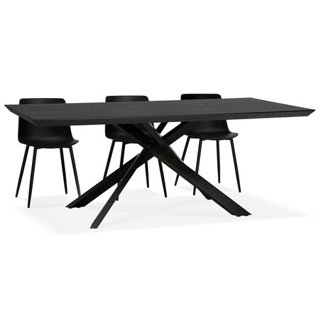 Design eettafel met x-vormige centrale voet 'WALABY' van zwarte hout - 200x100 cm