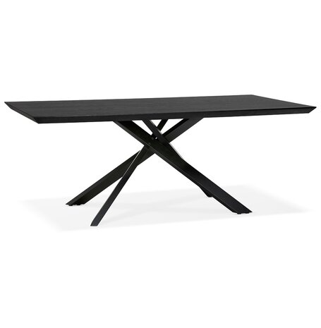 Design eettafel met x-vormige centrale voet 'WALABY' van zwarte hout - 200x100 cm