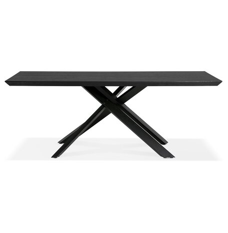 Design eettafel met x-vormige centrale voet 'WALABY' van zwarte hout - 200x100 cm
