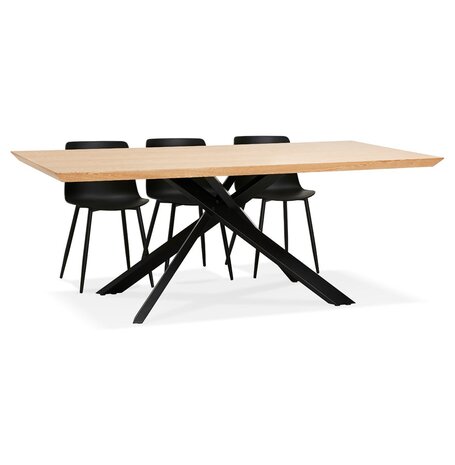 Design eettafel met x-vormige centrale voet 'WALABY' van hout met natuurlijke afwerking - 200x100 cm