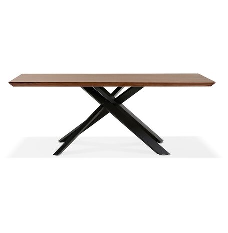 Design eettafel met x-vormige centrale voet 'WALABY' van hout met noten afwerking - 200x100 cm