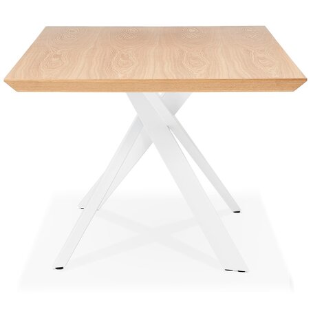 Design eettafel 'WALABY' in hout met natuurlijke afwerking en met witte x-vormige centrale voet - 200 x 100 cm