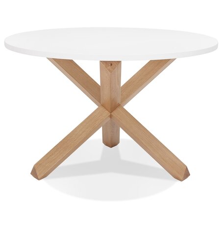 Ronde witte designtafel 'MARVEL' in massief eik - Ø 120 cm