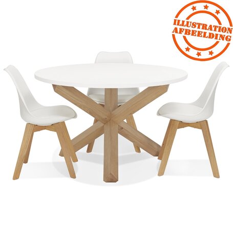 Ronde witte designtafel 'MARVEL' in massief eik - Ø 120 cm