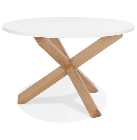 Ronde witte designtafel 'MARVEL' in massief eik - Ø 120 cm