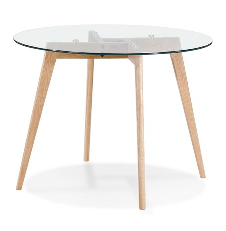 Kleine, ronde 'ANGELA' eettafel van doorzichtig glas - Ø 100 cm