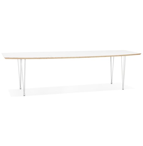 Table de salle à manger extensible 'TADAM' blanche avec pieds en métal blanc - 170(270)x100 cm