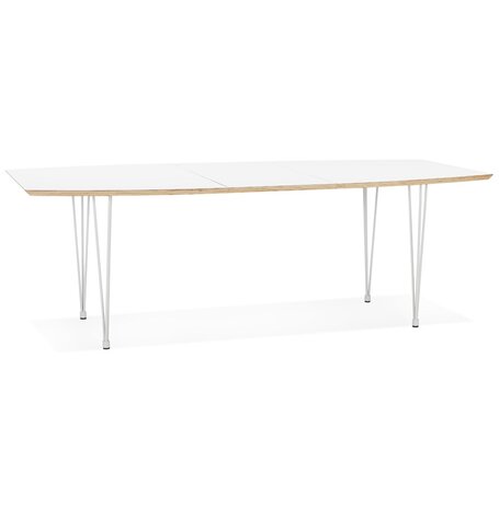 Table de salle à manger extensible 'TADAM' blanche avec pieds en métal blanc - 170(270)x100 cm