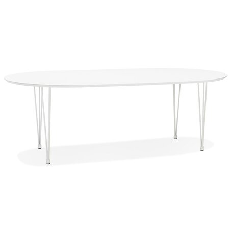 Ronde uitschuifbare witte eet-/vergadertafel 'CHAMONIX' - 120(220)x120 cm