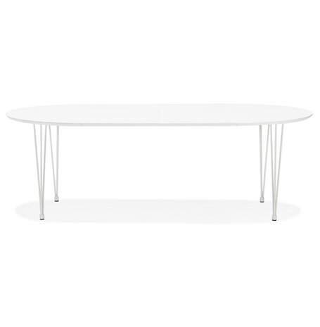 Ronde uitschuifbare witte eet-/vergadertafel 'CHAMONIX' - 120(220)x120 cm