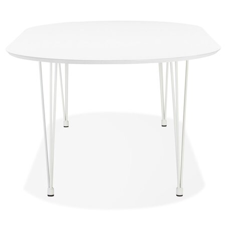 Ronde uitschuifbare witte eet-/vergadertafel 'CHAMONIX' - 120(220)x120 cm