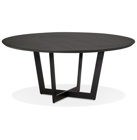 Ronde eettafel 'LULU' van zwart metaal en hout - Ø120 cm