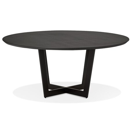 Ronde eettafel 'LULU' van zwart metaal en hout - Ø120 cm